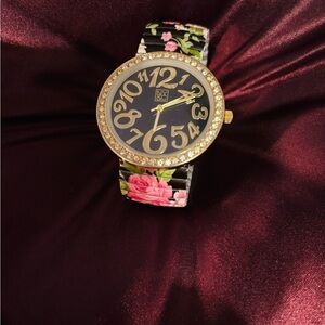 New York and Company Floral Black and Gold Women's Watch